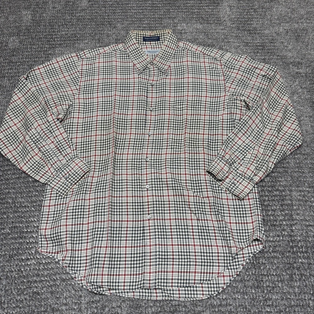 Bullock & Jones Mens XL Long Sleeve Plaid Button Down Shirt 100%‎ Cotton
